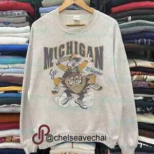 University of Michigan Wolverines Looney Tunes Sweater, Retro NCAA Shirt Tee